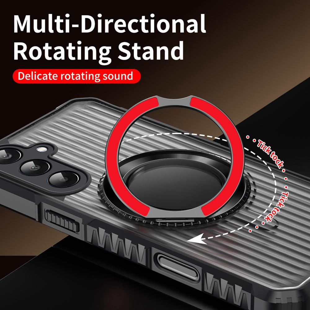 KEYSION 360° Rotating Ring Stand Case for Samsung Galaxy A55 5G A35 A25 A15 Transparent Magnetic Shockproof Phone Cover