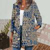 Mote Damer Vintage Etnisk Print Langermet jakke Jakke Cardigan Topp