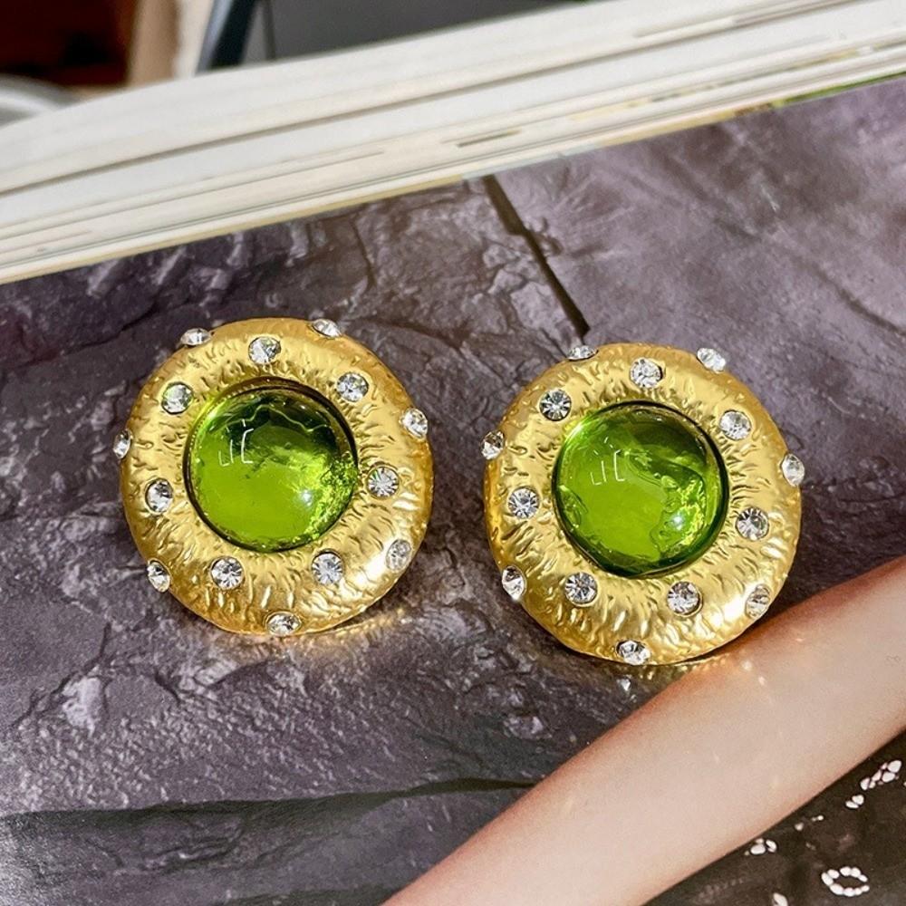 1 Pair Sparkling Design Green Crystal Earrings Green Crystal Sparkling Earrings Women Jewelry