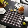 4 PCS Sweet Black Pink Grid Table Mat Kitchen Dining Room Waterproof and Anti Slip Tableware Mat Home Decoration