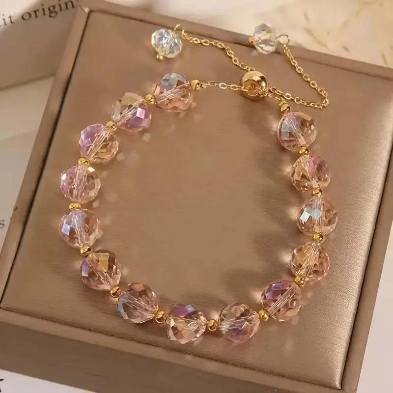 Colorful Imitation Crystal Bracelet For Women Girls Exquisite Sparkling Stone Beads Rope Chain Strand Bracelets Jewelry