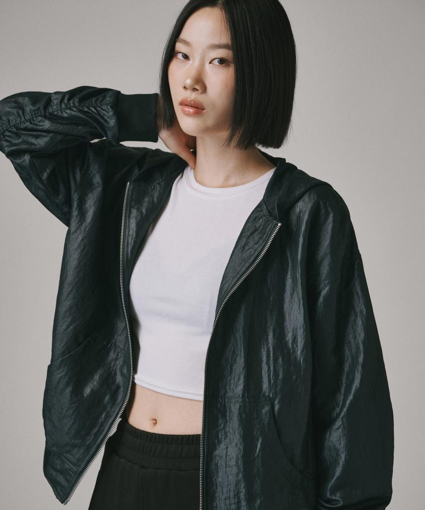 Verdnt Coated Nylon Wind Hood Jacket [Green]