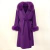 Woman Trend 2024 Autumn Winter 100% Double-sided Wool Coat Ladies Real Fox Fur Collar Detachable Long Coat