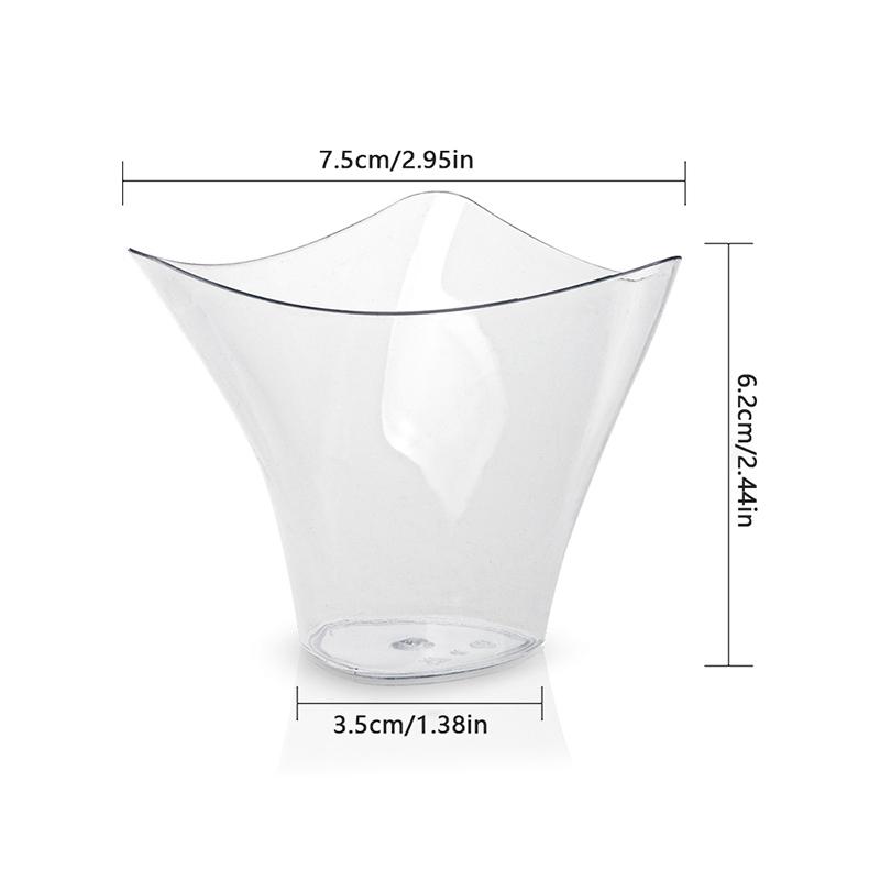 20Pcs 100Ml Disposable Plastic Dessert Cups Birthday Transparent Party Ice Cream Home Christmas Twisted Triangle Mousse Cup