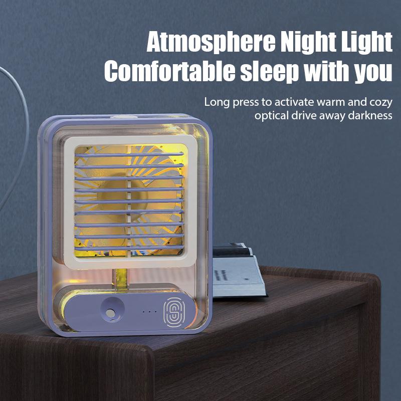 Portable Humidifier Air Conditioners Fan USB Electric Hydrocooling Fan LED Night Light Water Mist 3 In 1 Air Humidifie for Home