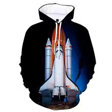 Fashion 3D Print Space Shuttle Hoodie Men Women Rocket Graphics Sweatshirt Long Sleeve Pullover Spring Autumn Kids Hoodies