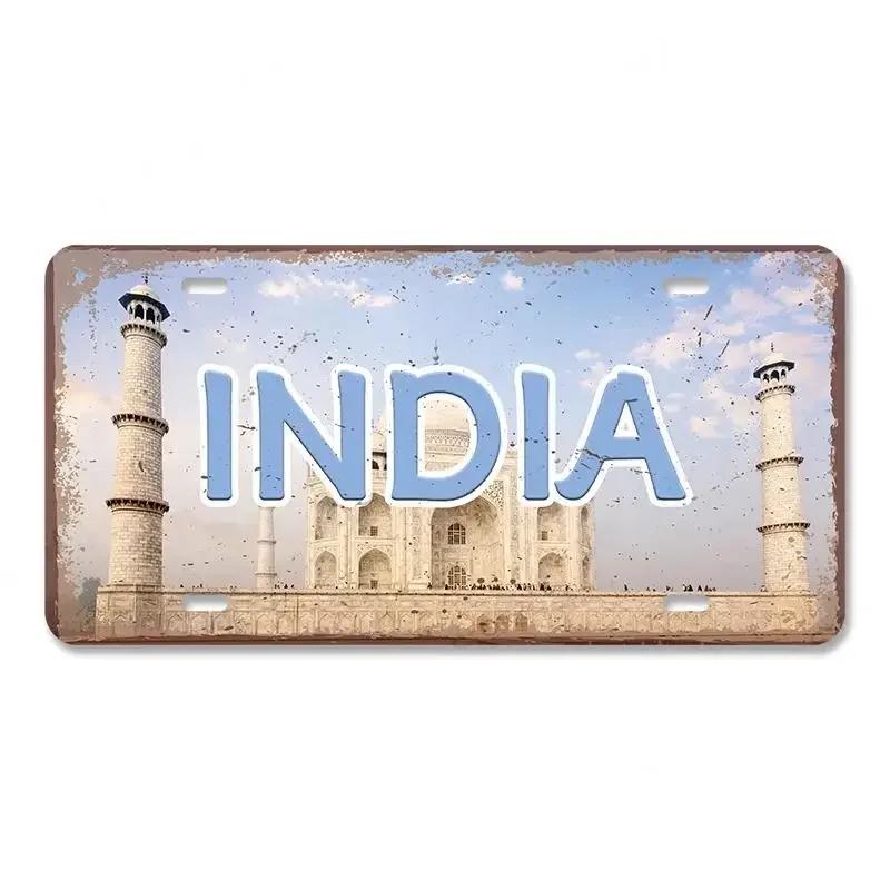 Vintage Metal Tin Signs Decors Country Capital City License Plate Retro America France Brazil Turkey Metal Posters Cafe Club Bar