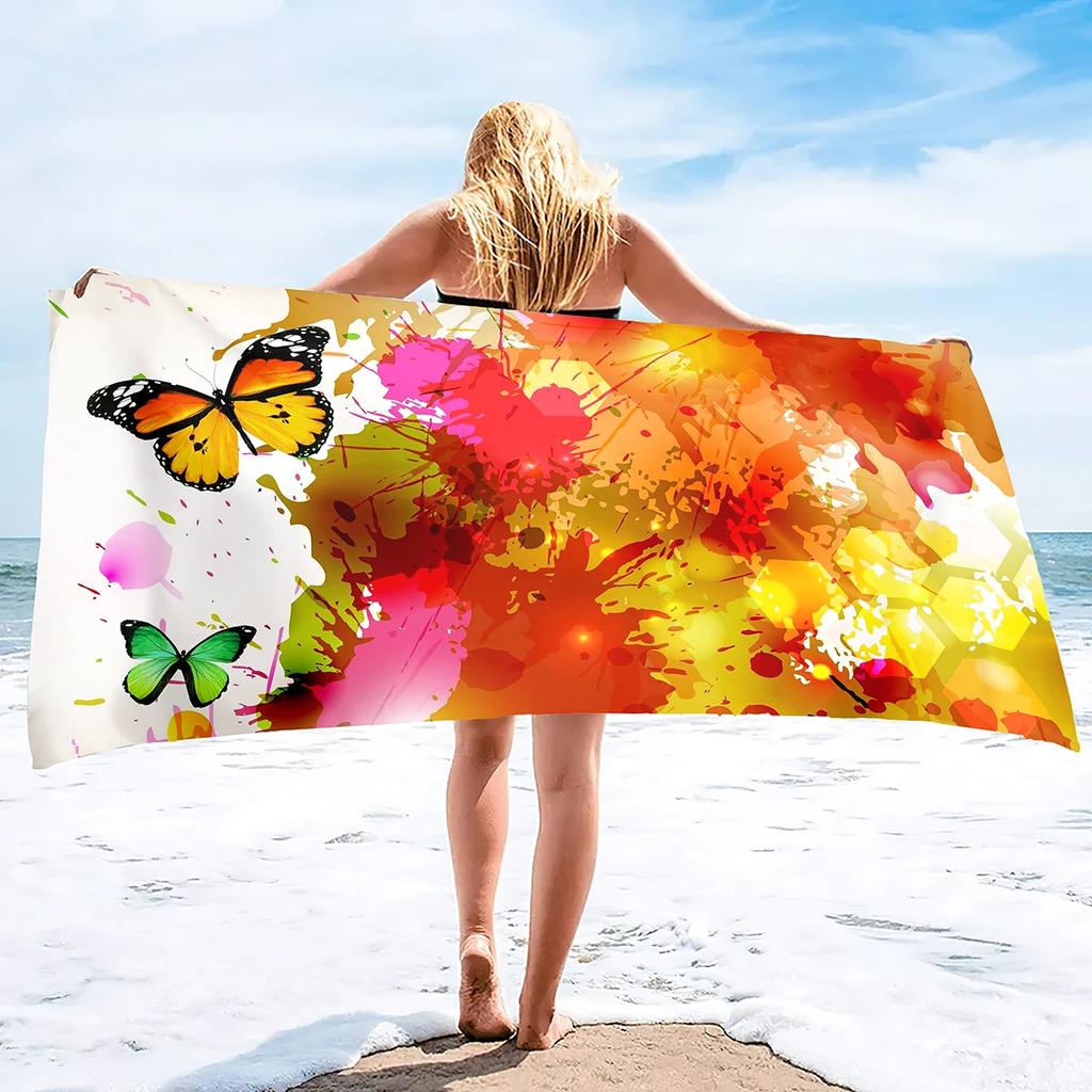 Butterfly Beach Towel Soft Floral Beach Blanket Absorbent Quick Dry Bath Towels Pool Travel Beach Towels for Adults Swim Cover