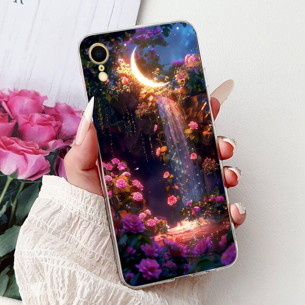 Klar Für iPhone XR Hülle Abdeckung Luxus Mode Blumen Süße Katze Lustig Cool Bemalt Weiche Handyhülle A2105 A1984 A2107 A2108 A2106