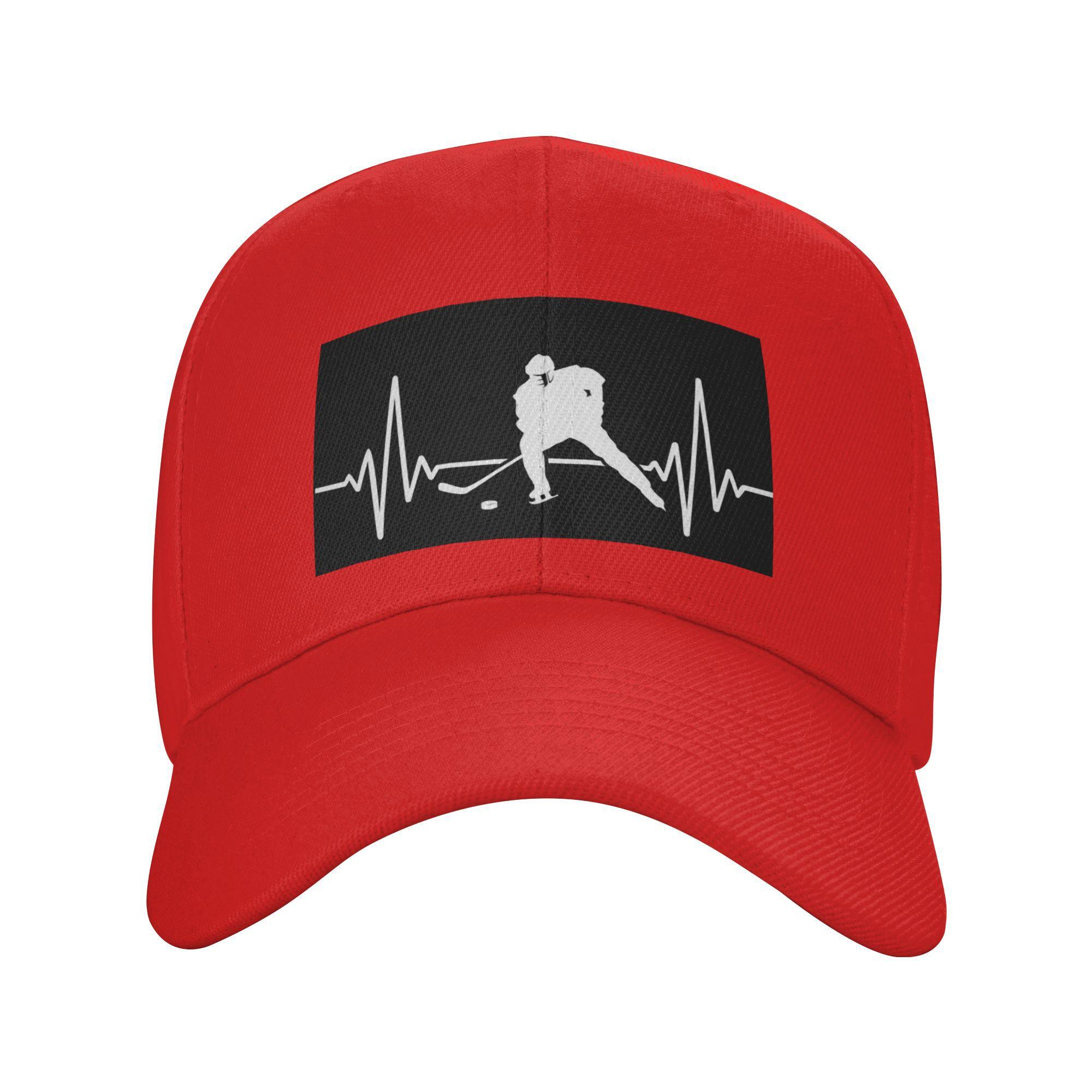 Ice Hockey Heartbeat Hockey Heartbeat Baseball Caps Snapback Fashion Baseball Hats Breathable Casual Casquette Outdoor Unisex One Size