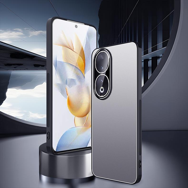 For Honor 90 90 Pro AG Aluminum Alloy TPU Soft Lens Integrated Anti-Slip Phone Case