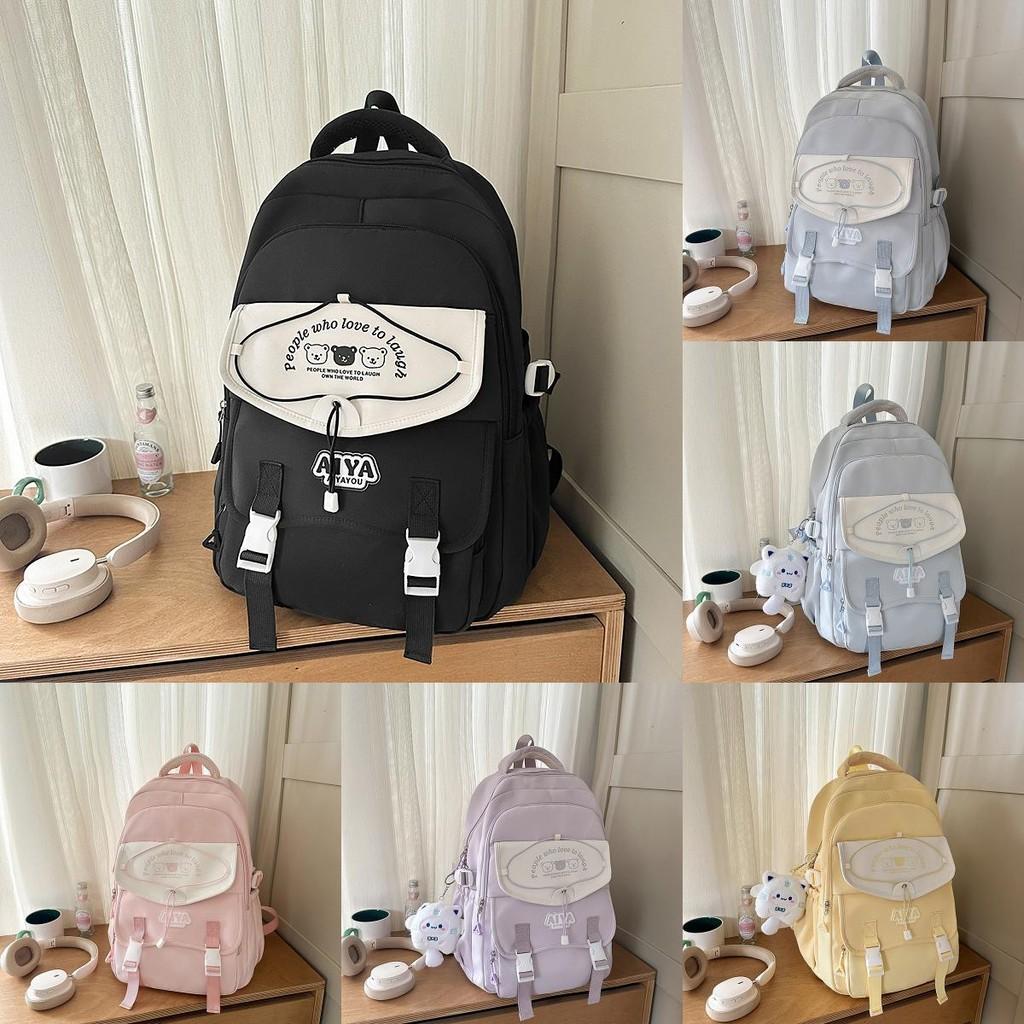 Large Capacity Cute Backpack With Bear And Letter Print Decoration Daily For