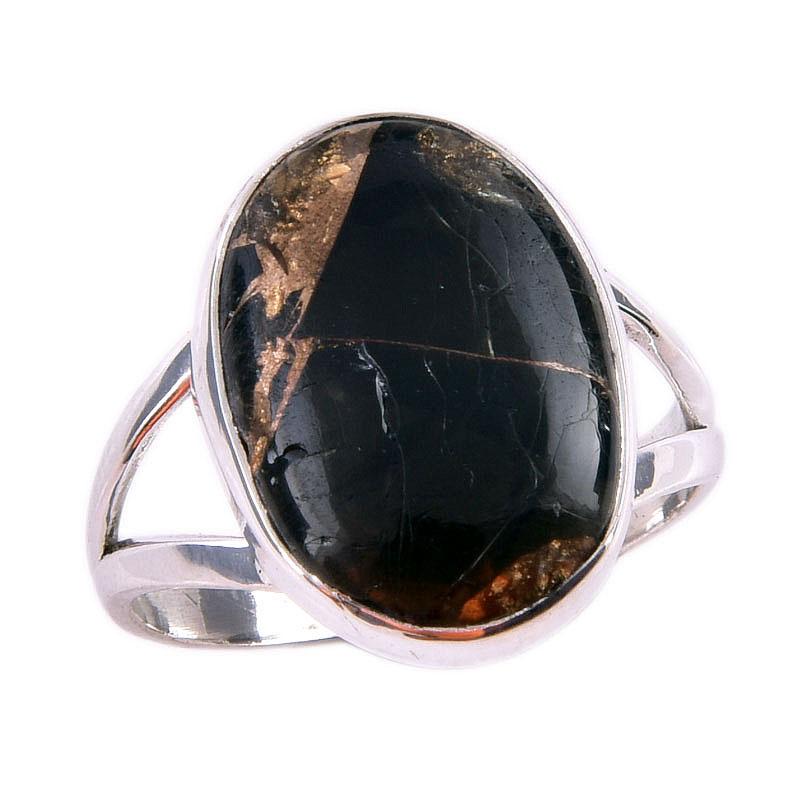 Natural Black Copper Turquoise Gemstone 925 Solid Sterling Silver Ring S.7 I7b59