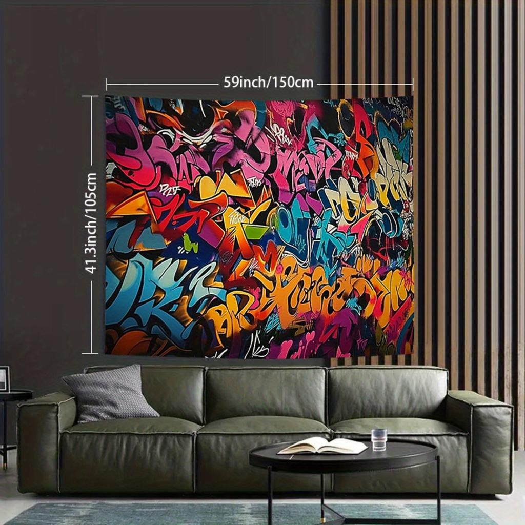 1pc 2D Graffiti Party Backdrop - Oversized Birthday Anniversary Wedding Vivid Graffiti Easy to Use Indoor/ Decor Indoor Outdoor Banner