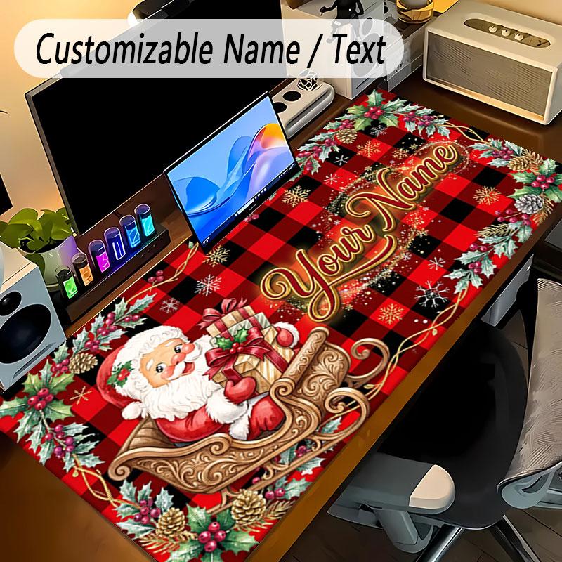 Christmas Theme Personalized Mouse Pad Custom Name Text Non Slip Desk Pad For Laptop Office Desktop
