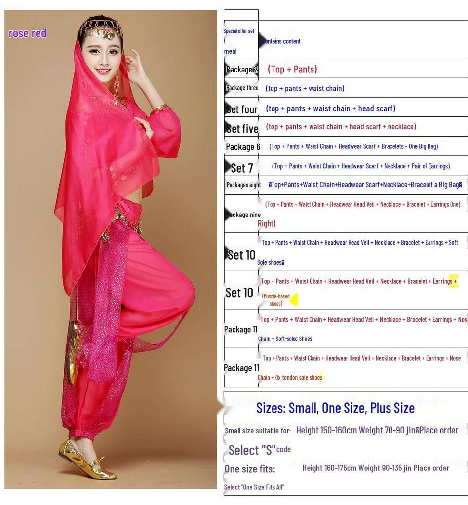 Indian Ethnic Belly Dance Set - Long Sleeve Autumn/Winter Pants for Stage Performance