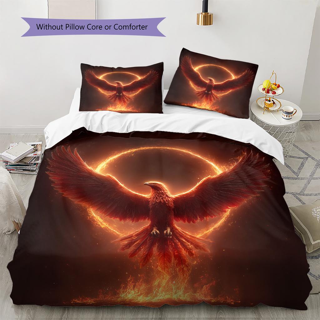 Flame Phoenix  Pattern Bedding Quilt Set Quilt Cover Pillowcase Home Decoration  Gift (1 * duvet cover + 2 * pillowcase, without core)