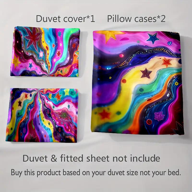Colorful, swirling, stars. Bedding Duvet cover sets Duvet covers Pillowcases gifts (1 * Duvet Cover 2 * Pillowcases, without duvet insert)