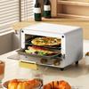 Small Toaster Oven, 12L Multifunction Mini Countertop Oven with Glass Door, Adjustable Temperature and Timer, White