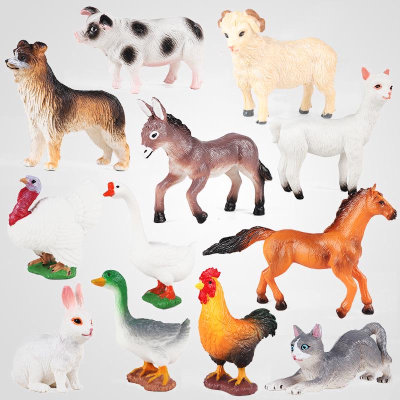 Mini Farm Animal Figurines: Chicken, Duck, Goose, Pig, Dog, Cat, Horse, Sheep