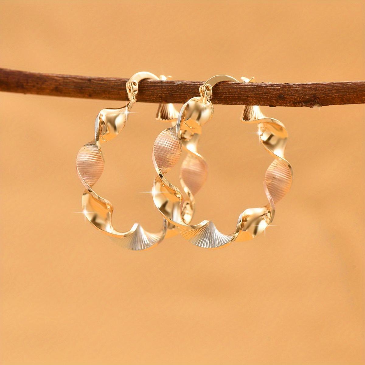 1 пара витых спиральных серег-колец Женская индивидуальность Модный дизайн Серьги с темпераментом Нишевые Высококачественные серьги золотой