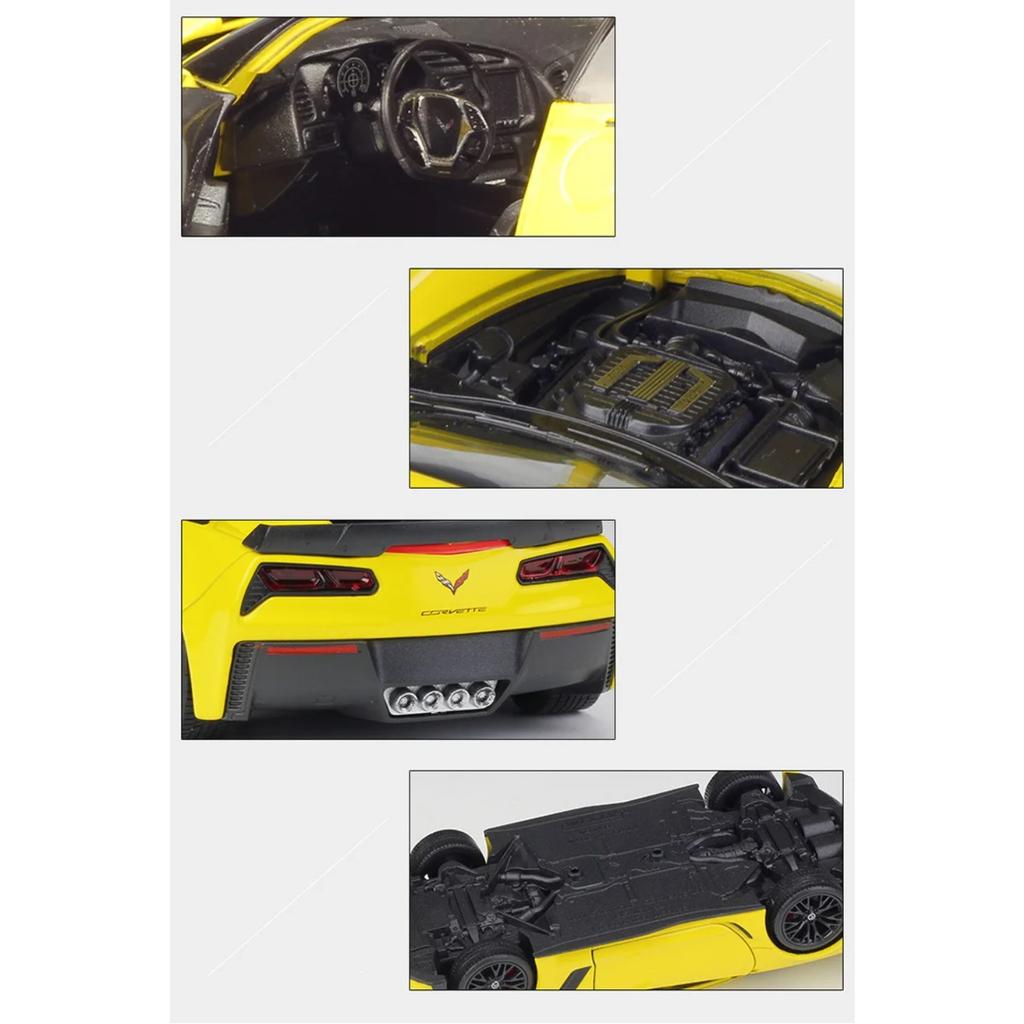 WELLY 1/24 Chevrolet Corvette Z06 2017 Alloy Sports Car Model Diecast Racing Car Model Simulation Collection Childrens Toys Gift