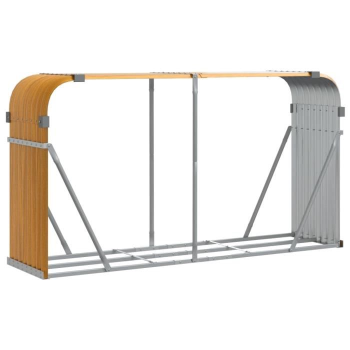 Porte-bûches - VIDAXL - 180x45x100 cm - Acier galvanisé - Marron clair