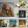 HBM34Africa Animal Leopard Shower Curtains Lion Giraffe Tiger Wolf Bathroom Decor Bathtub Hanging Curtain Waterproof Fabric Tv8^