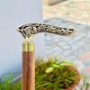 91.44 cm Victorian Flower Engraved Walking Stick, Royal Head Handle Special Carving Design Walking Stick, Brass Wooden Cane