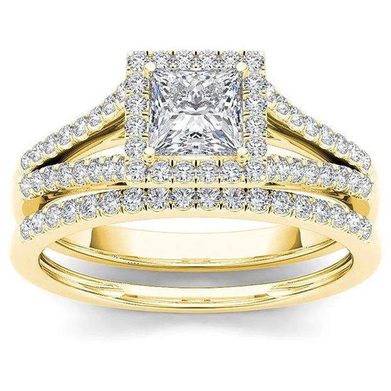 

2026 New Square Geometric Cube Zirconia Ring for Women s Elegant Design, Wedding Evening Dress Matching Zircon 10