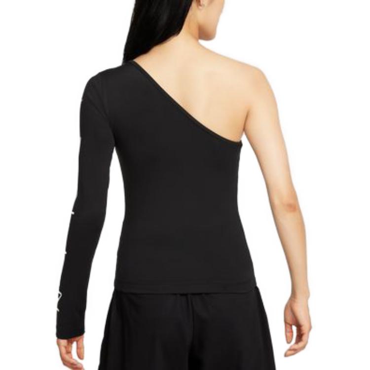 Nike Abbigliamento sportivo Stampa grafica Slim fit Traspirante Casual Maglietta a maniche lunghe Top da donna Nero Bianco CZ8189-010