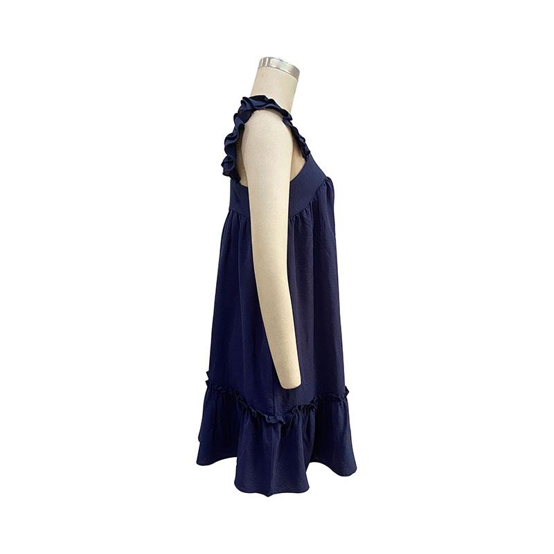 Women's Halter Neck Solid Color Holiday Beach Short Loose Strap Dress