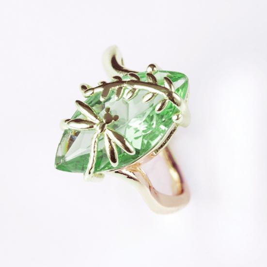 Transparent Rhinestone Ring Gemstone Emerald Faux Decor Dragonfly Ring for Wedding