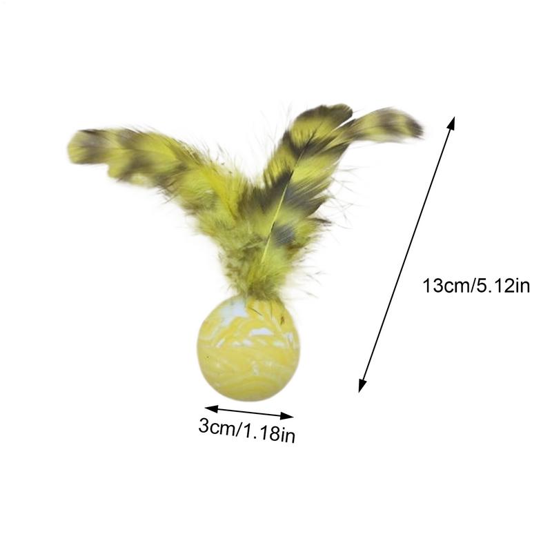 Interactive Cat Toys For Indoor Cats 5 Pieces Interactive Cat Bouncy Ball Set With Feathers Safe Funny Pet Teething Toys For