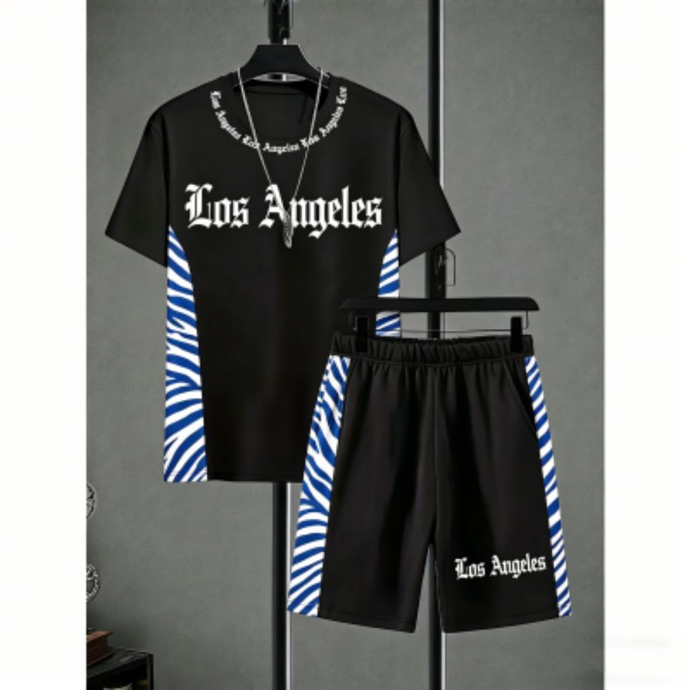 Fashion Men's Set Tiger Zebra Stripe Colorful Printed Men's T-shirt and Shorts 2 Piece Set Summer Casual Outdoor Men's and Women's T-shirt Sets