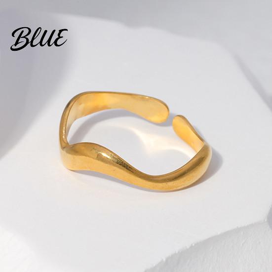 One-piece Open Ring Women Finger V-Shaped Curved Geometric Adjustable Fit