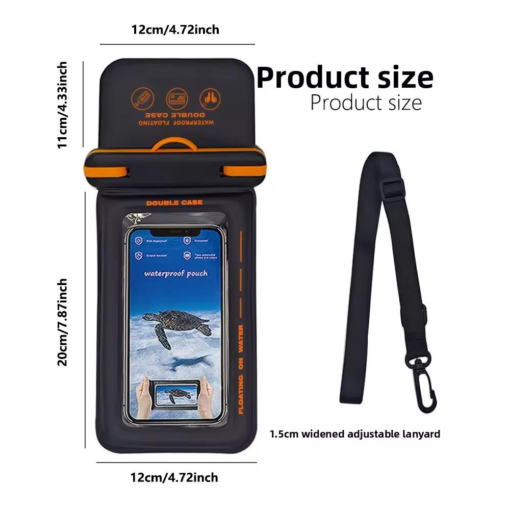 2er-Pack Dual-Fach IPX8 Wasserdichte Handytasche TPU Touchscreen Trockentasche Passt für 7,5 Zoll Handy Verstellbare Lanyard Strand Schwimmen