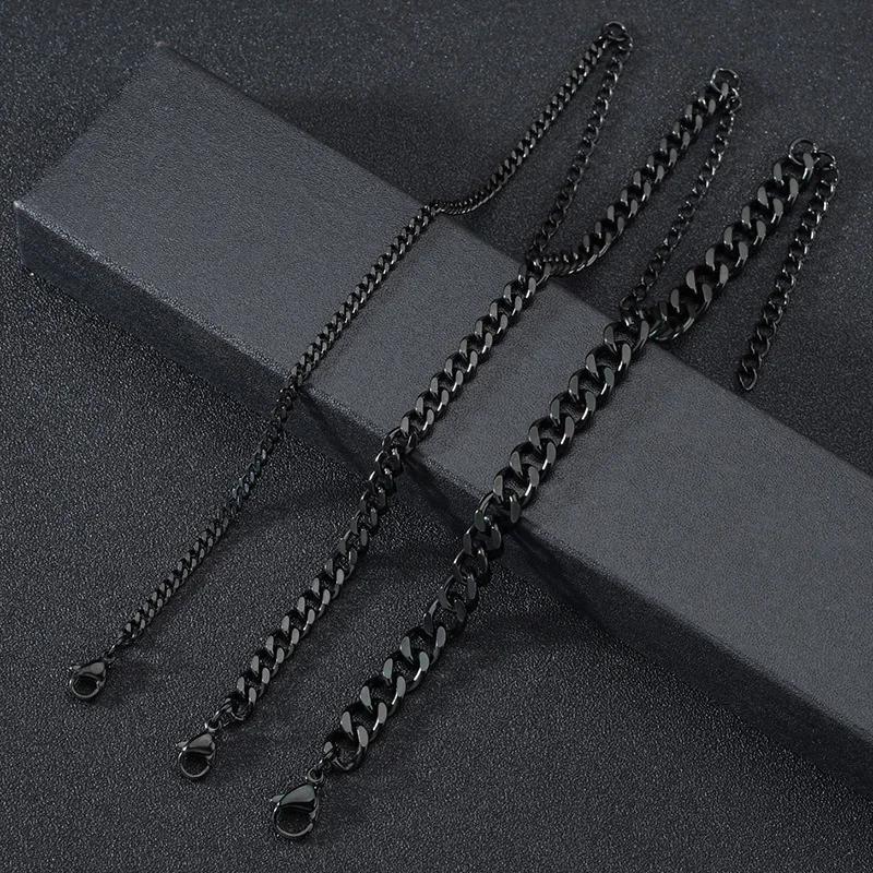 3.5-7MM Braccialetti a Catena in Acciaio Inossidabile per Uomo Donna Punk Maglia Cubana Maglia a Maglia Grossa Bangle Moda Festa Gioielli Che Non Sbiadiscono Mai