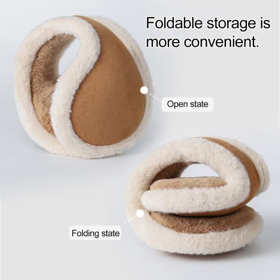 Plush Earmuffs Solid Color Winter Warmth Foldable Plush Ear Muffs with Elastic Adjustable Headband Cold Weather Ear Covers