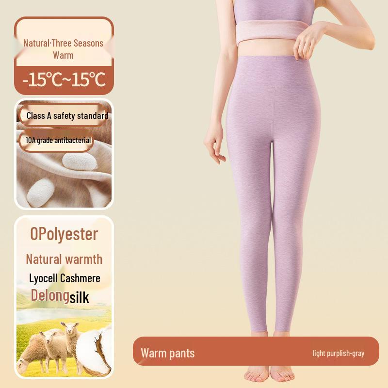 Women's High-Waisted Fleece-Lined Velvet Leggings - Warm Acrylic Autumn/Winter Base Pants