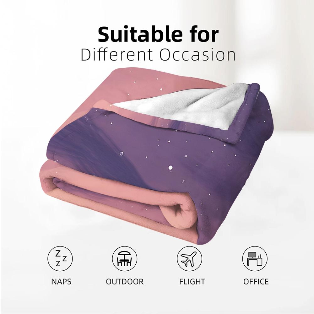 Lavender Starry Soft Flannel Blanket Breathable Warm Throw for Office Car Sofa Kids Room Birthday Xmas Gift