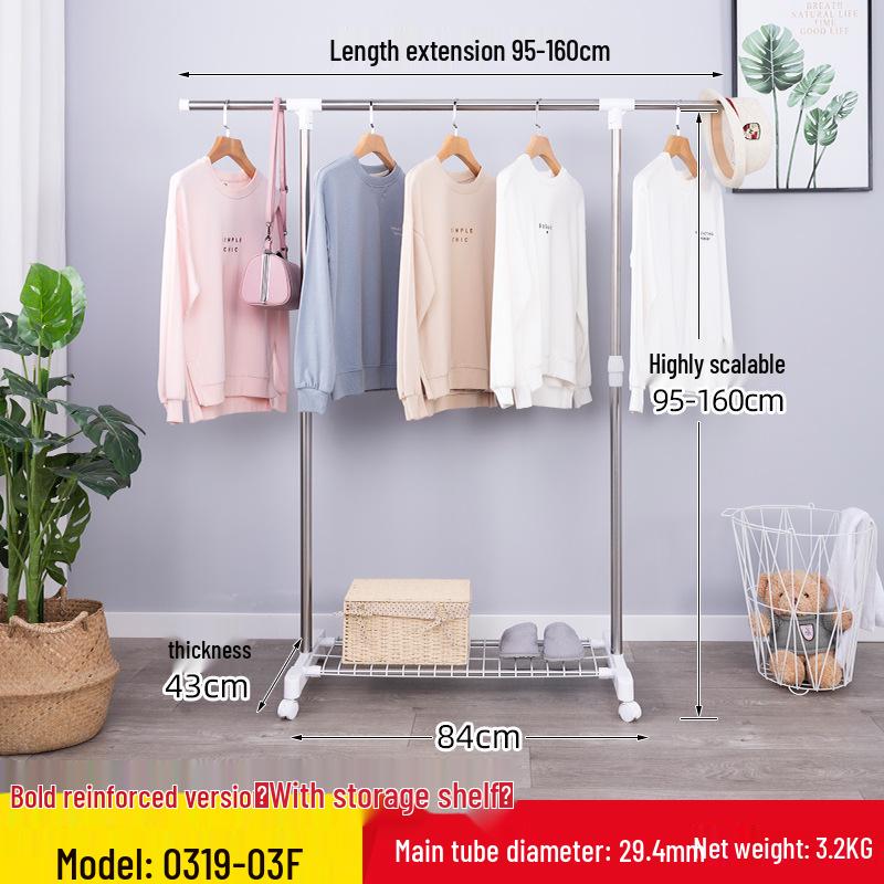 Double-Layer Telescopic Clothes Drying Rack: Outdoor/Indoor, Extendable, Mobile, Single-Pole Rack