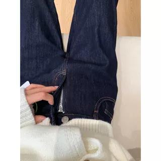 Women's High Waist Wide Leg Jeans Straight Leg Denim Pants Fleece Lined Casual Winter Trousers
