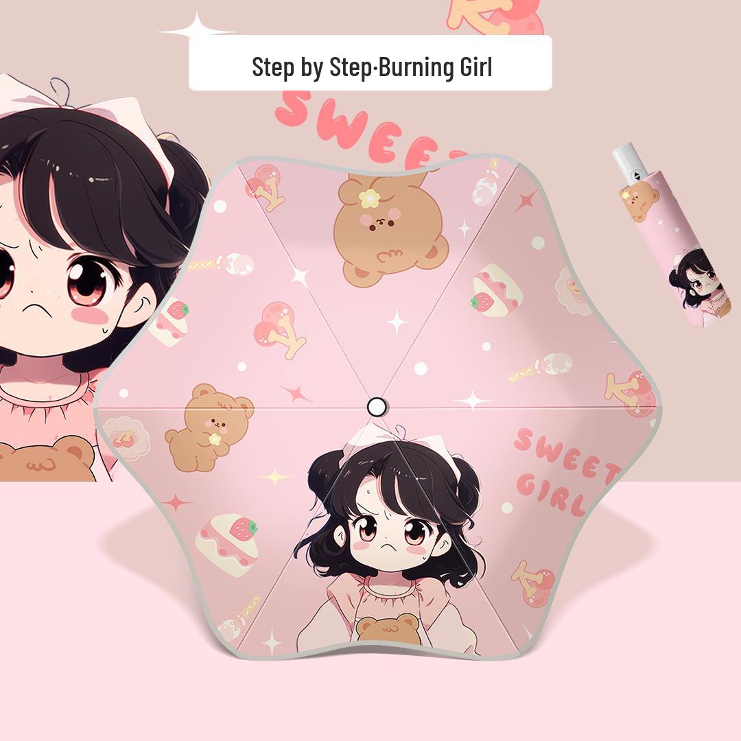 

Дитяча світловідбивна парасолька-автомат із закругленими кутами для хлопчиків та дівчаток - Подвійного призначення для сонця та дощу Luminous] Fully Automatic