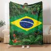 Bandeira Brasileira Print Flannel Blanket High Quality Warm Comfortable Cover for All Seasons Perfect for Gifts Home Decor