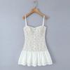 2026 Sweet Chic Lace Patchwork Backless Spaghetti Strap Mini Dress