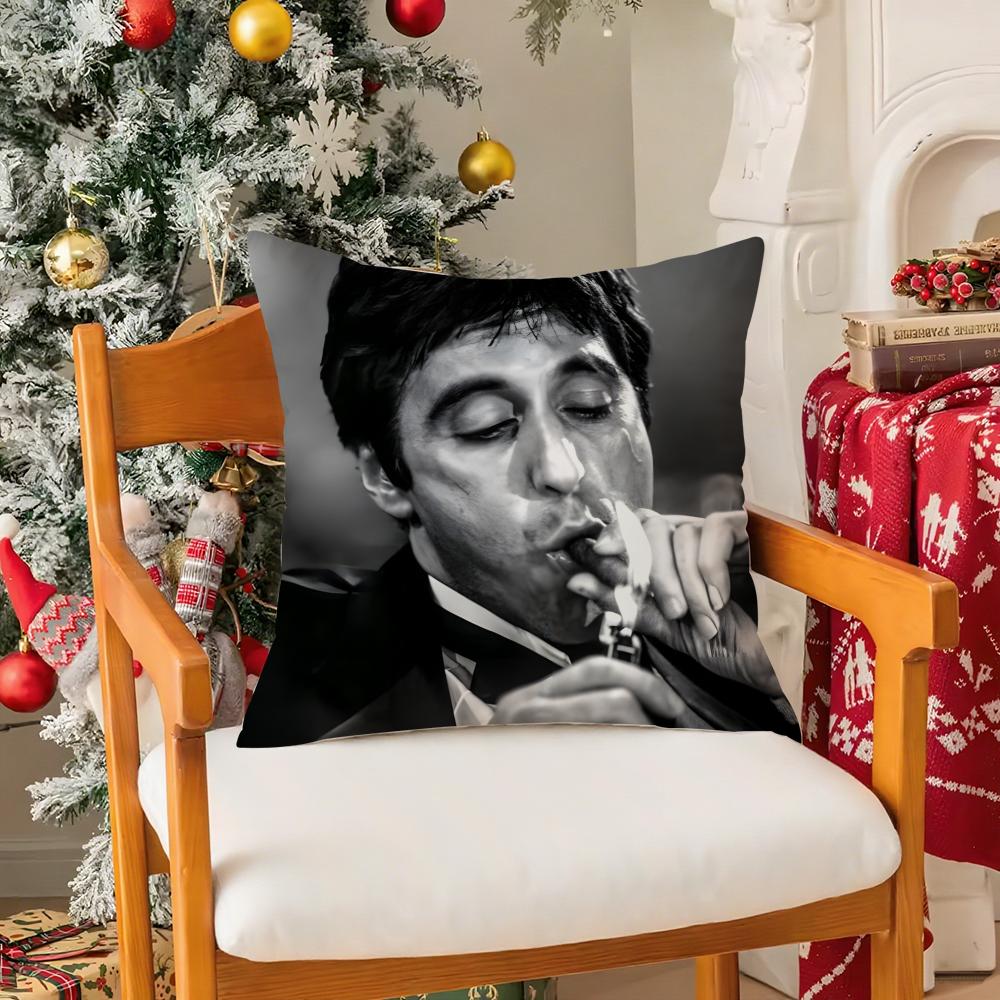 Hot Classic Movie ScarfaceS Pillow Case Silky Short Plush with Invisible Zipper Dustproof Sofa Cushion Cover for Home Decor