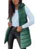 Women's Mid-Length Plus Size Solid Color Hooded Zipper Vest Jacket - Europe 2025 Collection