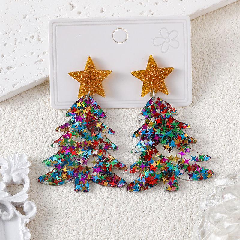 Charming Christmas Tree & Snowflake Earrings: Cute Women's Fashion Jewelry