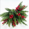 Christmas Ornaments Artificial Norfolk Pine Branches with Red Berry Fake Flowers for DIY Xmas Garland Trees Table Decor